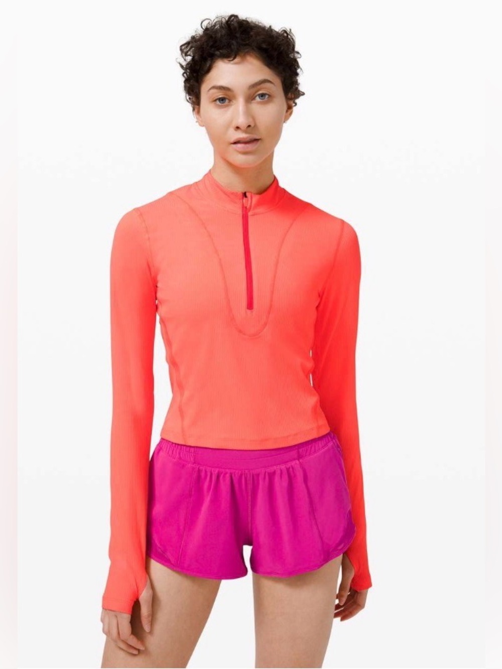 Lululemon Gloss Trim Run 1/2 Zip Long
Sleeve in Sunset